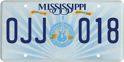 MS license plate OJJ018
