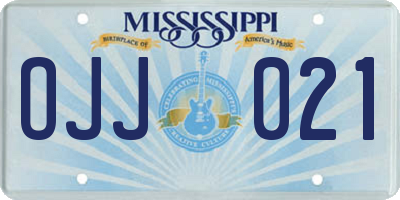 MS license plate OJJ021