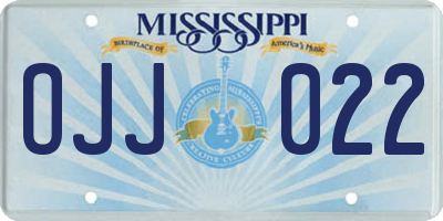 MS license plate OJJ022