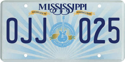MS license plate OJJ025