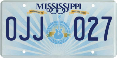 MS license plate OJJ027