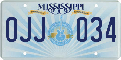 MS license plate OJJ034