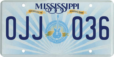 MS license plate OJJ036