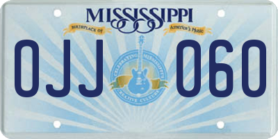 MS license plate OJJ060