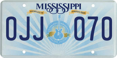 MS license plate OJJ070