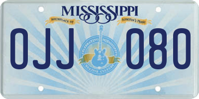 MS license plate OJJ080