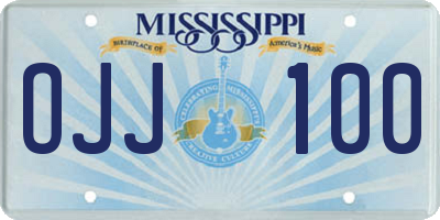 MS license plate OJJ100