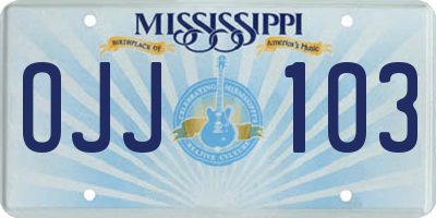 MS license plate OJJ103