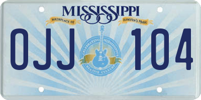 MS license plate OJJ104