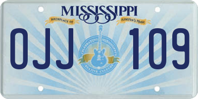 MS license plate OJJ109
