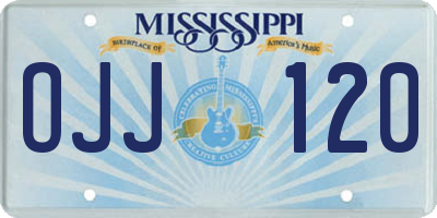 MS license plate OJJ120