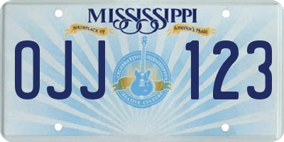 MS license plate OJJ123