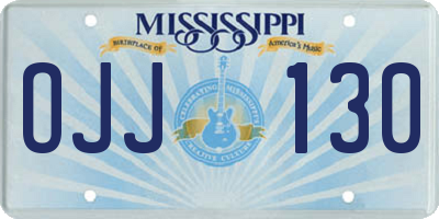 MS license plate OJJ130