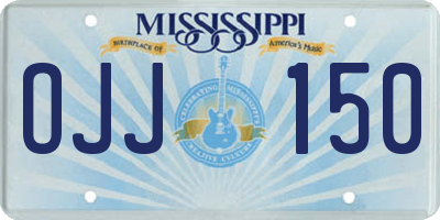 MS license plate OJJ150