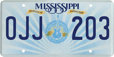 MS license plate OJJ203