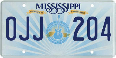 MS license plate OJJ204