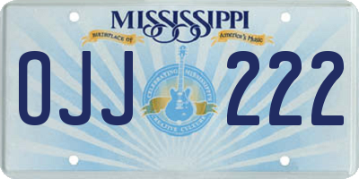 MS license plate OJJ222