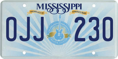 MS license plate OJJ230