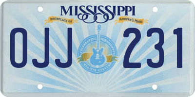 MS license plate OJJ231