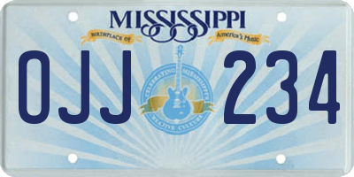 MS license plate OJJ234