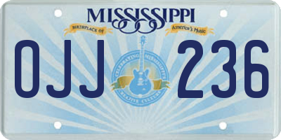 MS license plate OJJ236