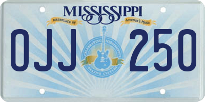 MS license plate OJJ250