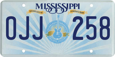 MS license plate OJJ258