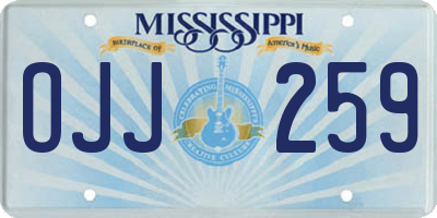 MS license plate OJJ259