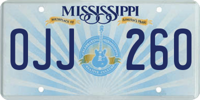 MS license plate OJJ260