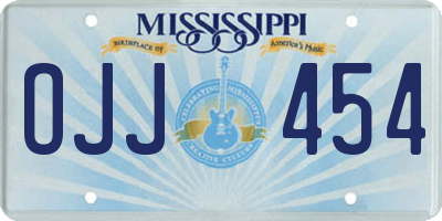 MS license plate OJJ454