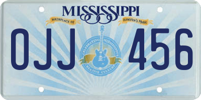 MS license plate OJJ456