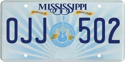 MS license plate OJJ502