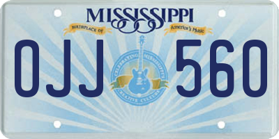 MS license plate OJJ560