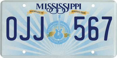 MS license plate OJJ567