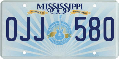 MS license plate OJJ580