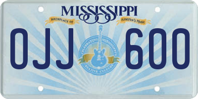 MS license plate OJJ600