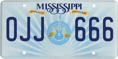 MS license plate OJJ666