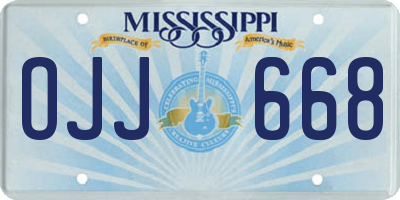 MS license plate OJJ668