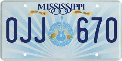 MS license plate OJJ670