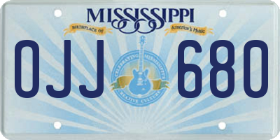 MS license plate OJJ680