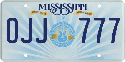 MS license plate OJJ777