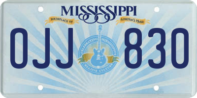 MS license plate OJJ830