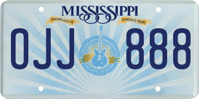 MS license plate OJJ888