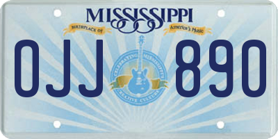 MS license plate OJJ890