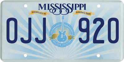 MS license plate OJJ920