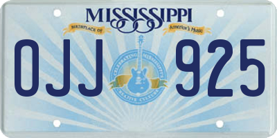 MS license plate OJJ925