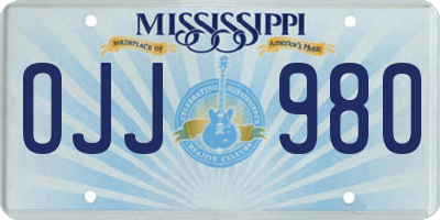 MS license plate OJJ980