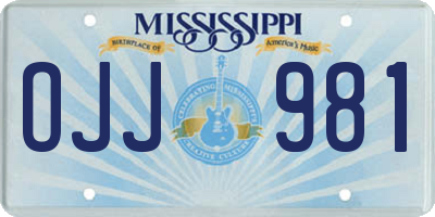 MS license plate OJJ981
