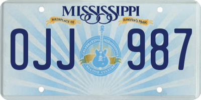 MS license plate OJJ987