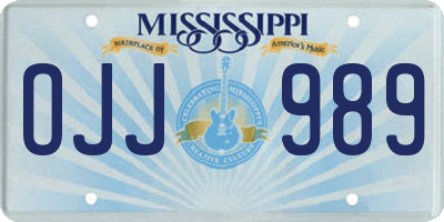 MS license plate OJJ989